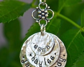 3-Disc Hand Stamped Stacked Necklace - Personalized Mom Jewelry, Family Jewelry, Grandma Jewelry /BEST SELLER, Mother's Day Necklace