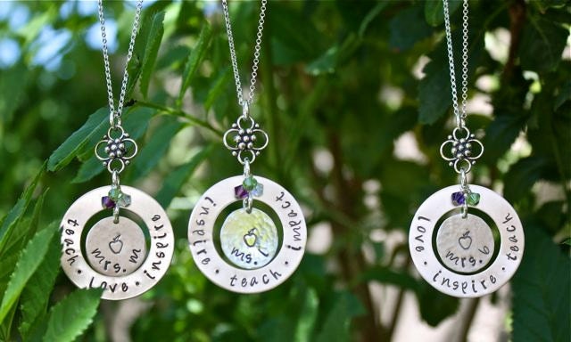Personalized Teacher Necklace - Teach, Love, Inspire, Teacher's End of the Year Gift, Teacher Appreciation Gift