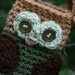 Owl Cell phone camera iPod holder case cozy crochet green, brown and tan