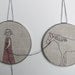 mixed media embroidery - girl and her horse in slate and red