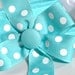 Absolutely Aqua Dog Collar with Polka Dot Bow, Choose Your Size