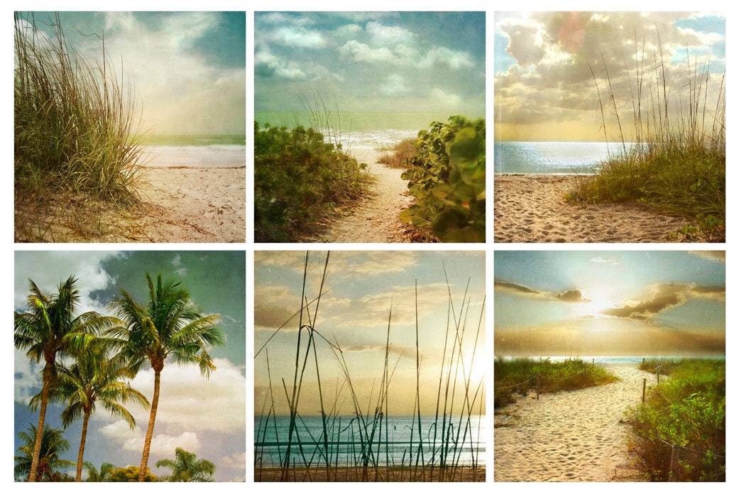 Beach Dreams III - Art Print 8x8. Beach photography, landscape photography, sand grass, sunset, blue ocean, florida.