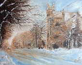 SALE - Art Painting Fine Art Original Winter Landscape Art Impressionism Painting canvas Oil Painting by Shevanthi and FREE Shipping