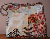 Pleated Hobo Messenger Bag with Adjustable Strap,Cross Body Bag in Alexander Henry's Koto