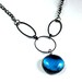Stained Glass Jewelry Necklace - Aqua Cab Chain Drop