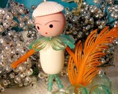 bead doll pendant charm ornament - vintage beads - wire wrapped - lucite glass plastic wood - retro style - shabby chic - sea ocean