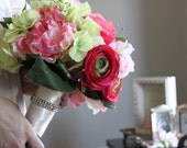 Spring Hand Tied Wedding Bouquet and Boutonniere