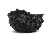 Vintage Style Cosmetic Bag out of Bathing Cap  - Black - Multi floral