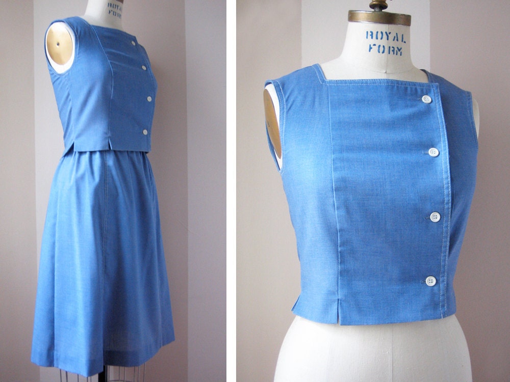 retro denim skirt and shirt set