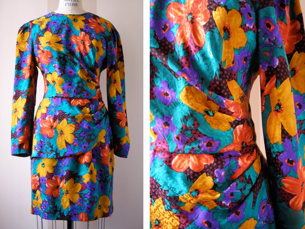 silk floral peplum dress