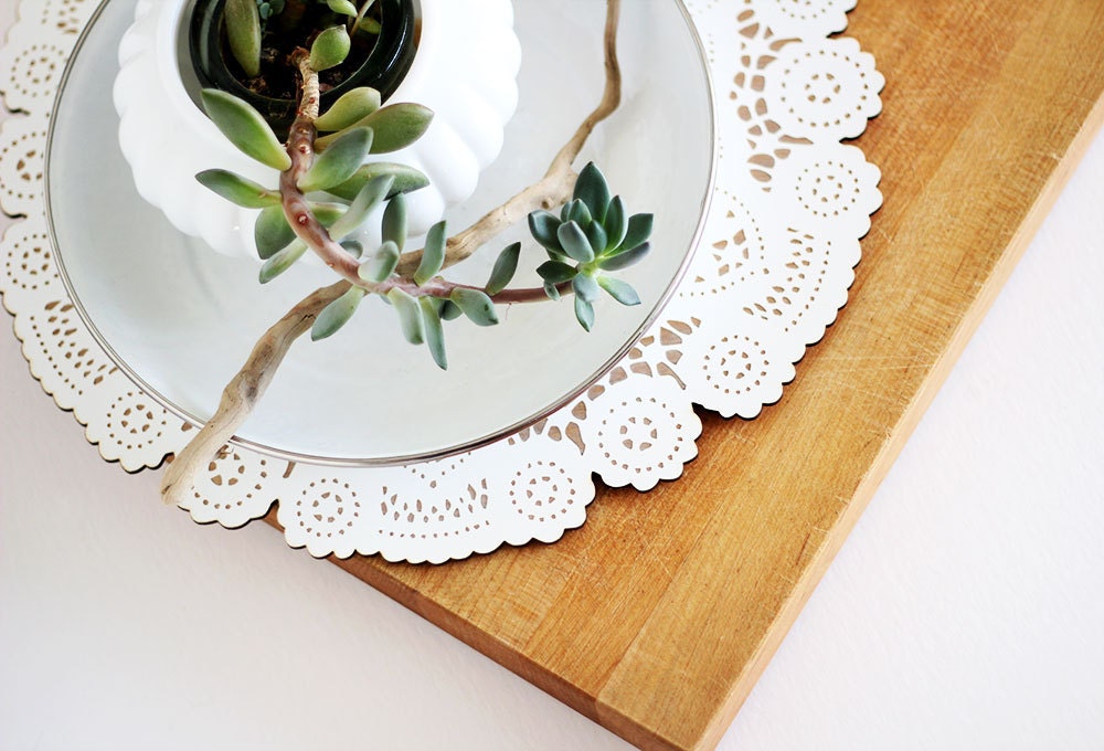wood doily for easter table spring decor centerpiece - uncommon