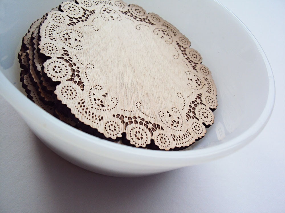 doily coasters - wood coasters - home & living