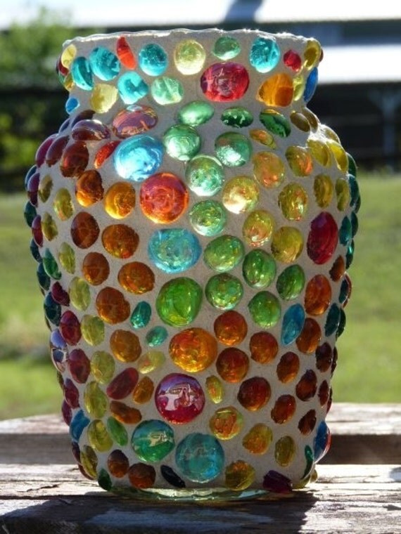 Beautiful Mosaic Vase or Candleholder