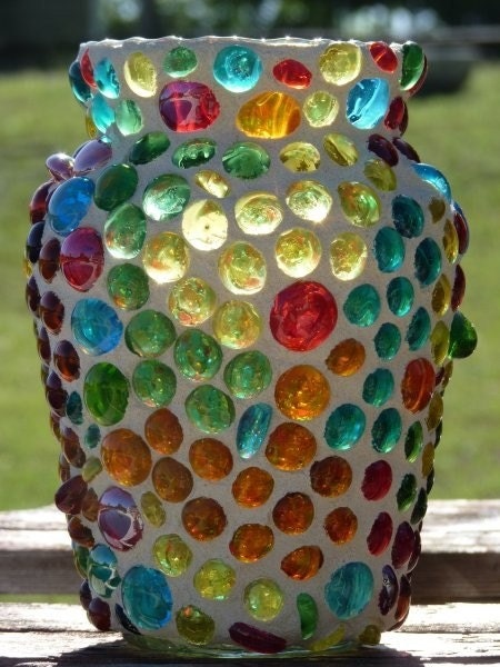 Beautiful Mosaic Vase or Candleholder