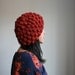 Hand Knit Beret in Bobble Pattern. Soft Merino Wool, in Brick.