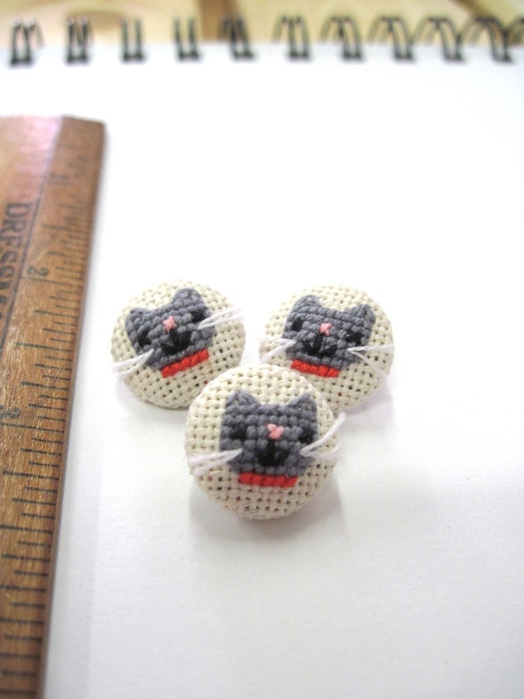 Walter Whiskers Cross Stitch Buttons