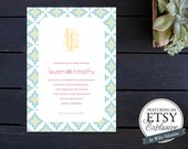 Wallpaper Monogram Wedding Invitation (((ETSY EXCLUSIVE)))
