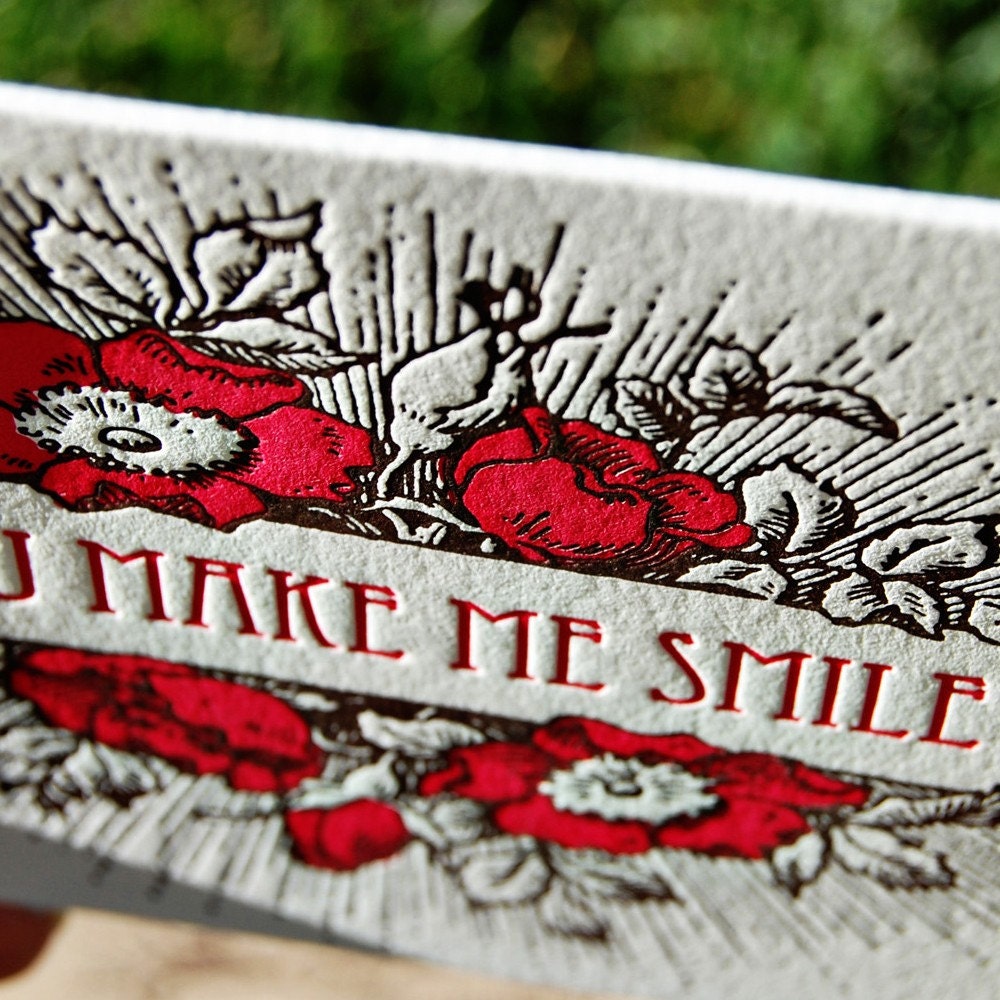 You Make Me Smile Letterpress Card