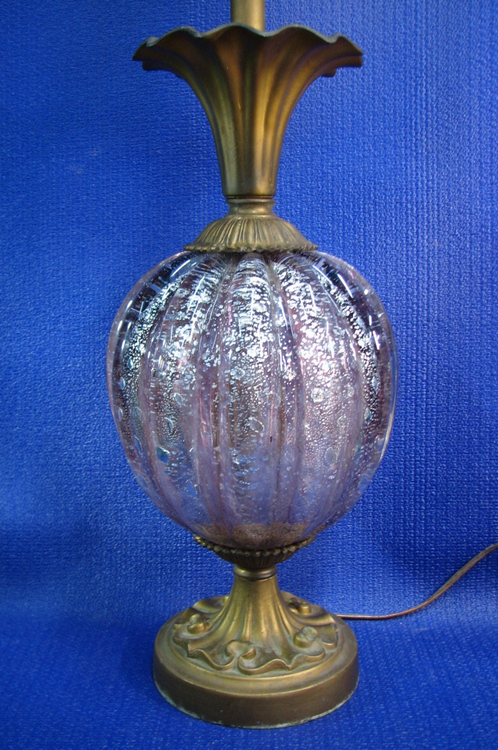 Fifties Barovier and Toso Murano Lamp - Purple and Silver Leaf