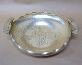 World Hand Forged Gold Wash Fruit Bowl with Handle Vintage