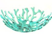 Aqua Turquoise Sea Coral Art Glass Bowl - Medium