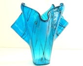 Art Glass Vase - Table Centerpiece - Turquoise Home Decor
