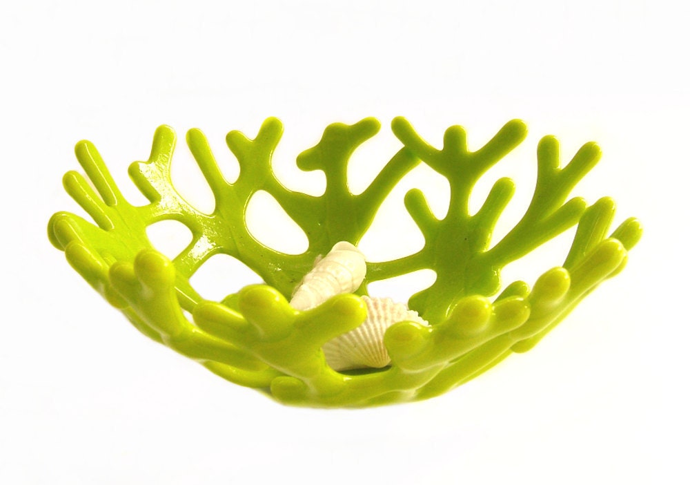 Art Glass Coral Bowl in Deep Turquoise - Ocean Beach Sea Coral Bowl