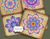 HEALING MANDALAS - 3.8x3.8 inch Images for Coasters - Digital Collage Sheet - Printable download - Greeting cards, Magnets, Gift tags