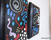 Sky at night. Original paintings on wood blocks. Set of two