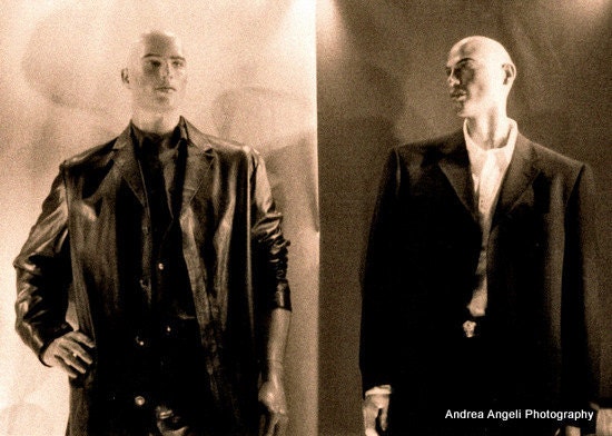 Male mannequins. Matted fine art photograph. Sepia