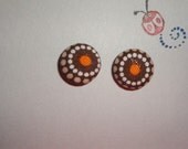 Joel Dewberry Sunburst in Brown - Fabric Covered Stud Earrings - 1 pair