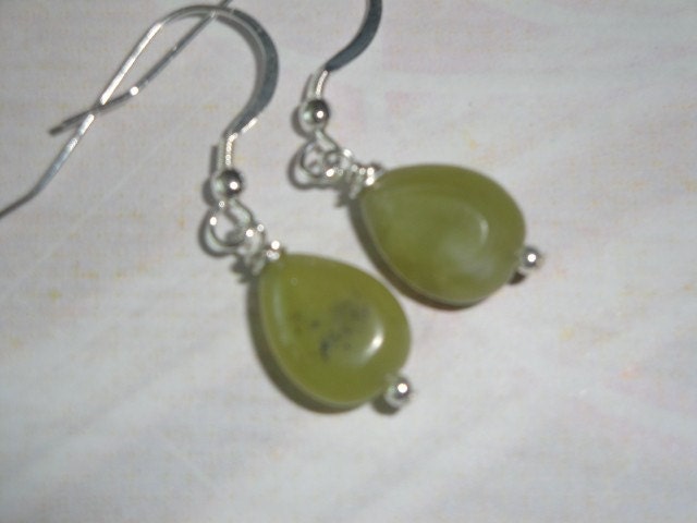 Sterling Silver and Jade Drop Earrings