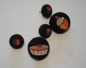 Fabric Covered Push Pins - Sweet Treats - Set of 5