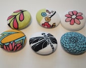 Par Avion Fabric Covered Buttons - Set of 6