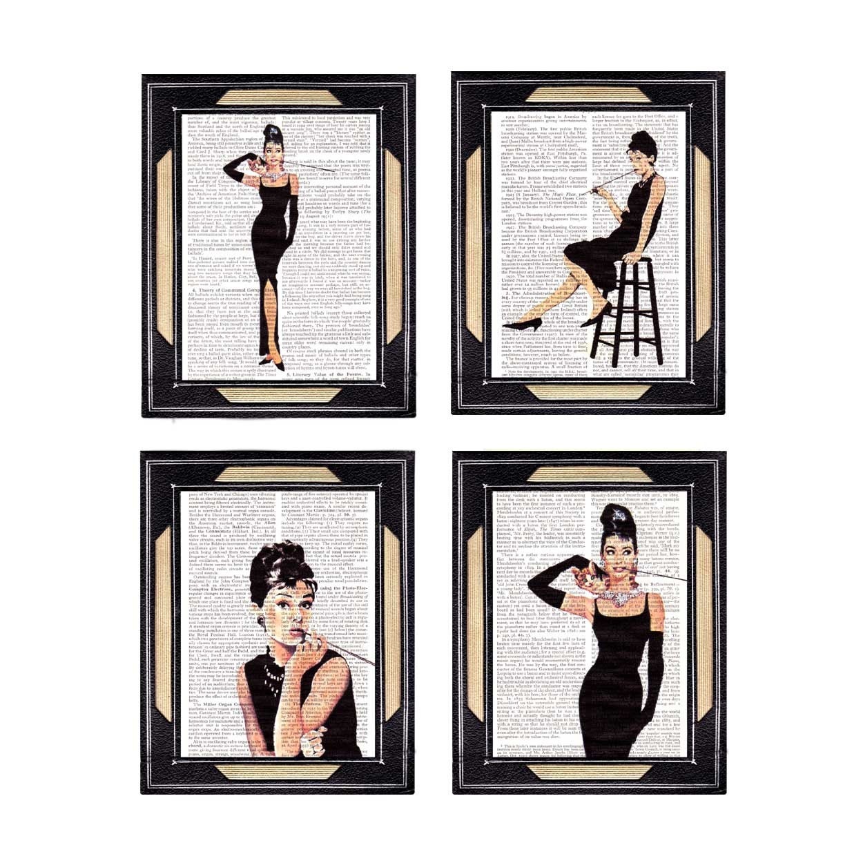 AUDREY HEPBURN Breakfast at Tiffany's art prints on vintage dictionary pages dictionary art print book page art print 5x7