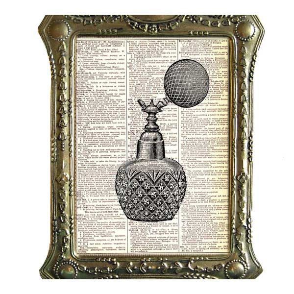 VICTORIAN ATOMIZER art print Vanity Toiletries Perfume Bottle book page illustration dictionary art print black white vintage handmade 8x10