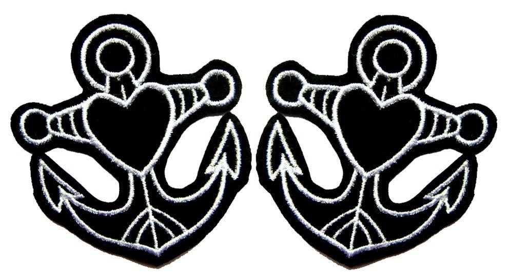 Pair of white anchor patches (more and custom colors available)