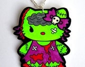 Zombie Hello Kitty Necklace cute kawaii emo psychobilly