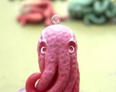 Doug the Red Octopus Pendant.Jewelry.Necklace