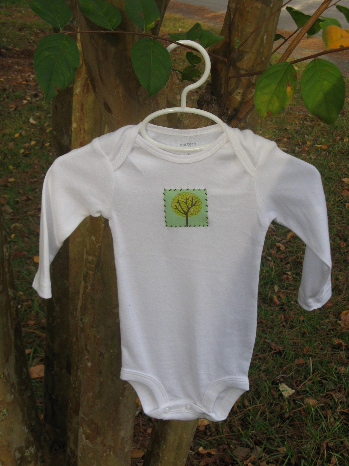 Adorable Tree Onesie - Custom Applique Handstitched