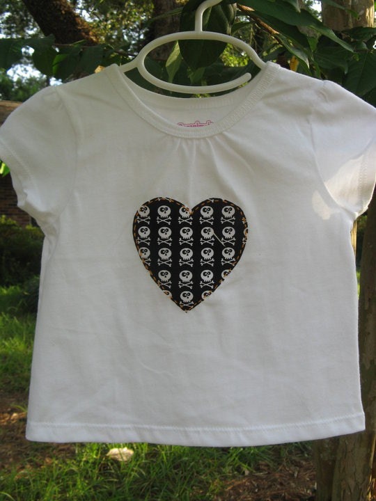 Skull Shirt or Onesie - Valentine's Day - Custom Applique and Handsewn