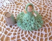 Miniature thread Crochet IRISH LASSDRESS and Doll