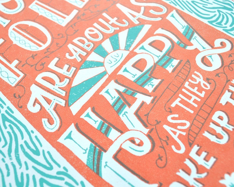 Abe Lincoln Quote - Coral/Aqua