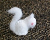 Tiny Albino Squirrel -- miniature felt animals woodsy whimsical cute dollhouse micro ornament decoration