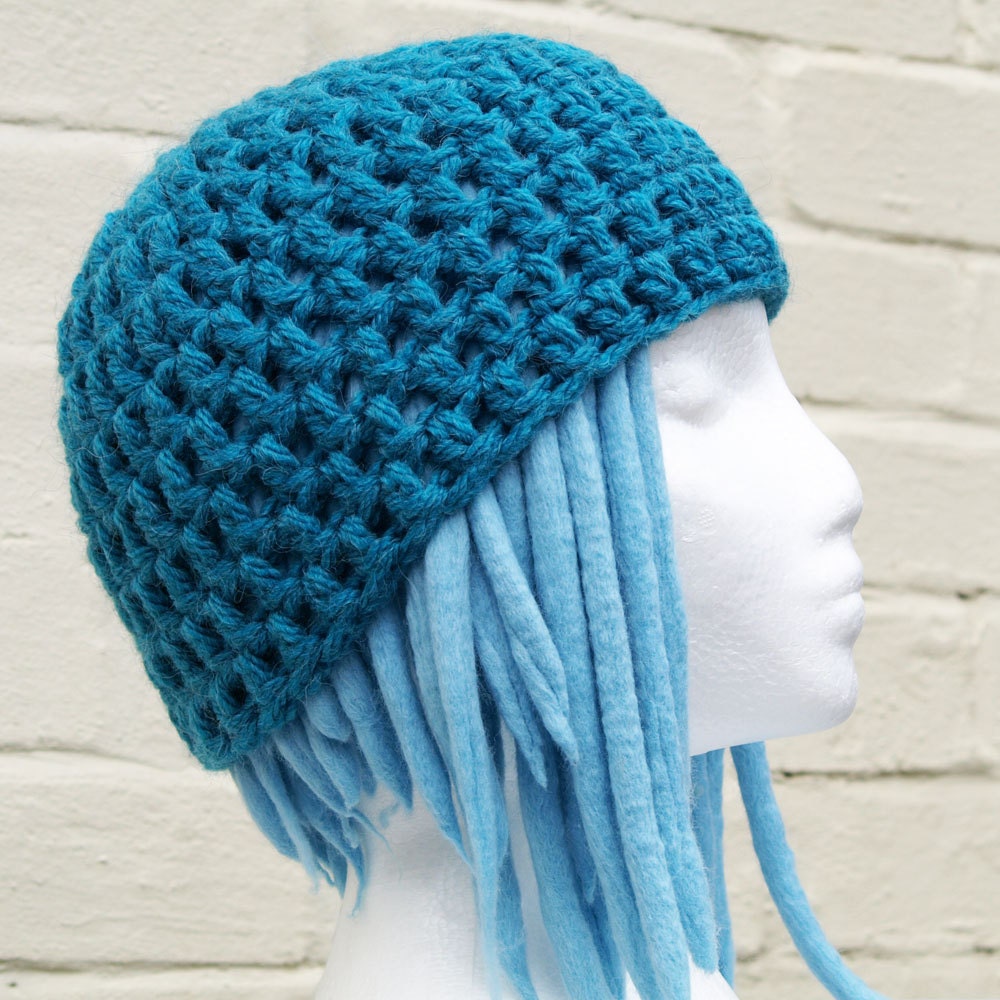 CLEARANCE SALE Teal Crochet Beanie Hat in Chunky Wool