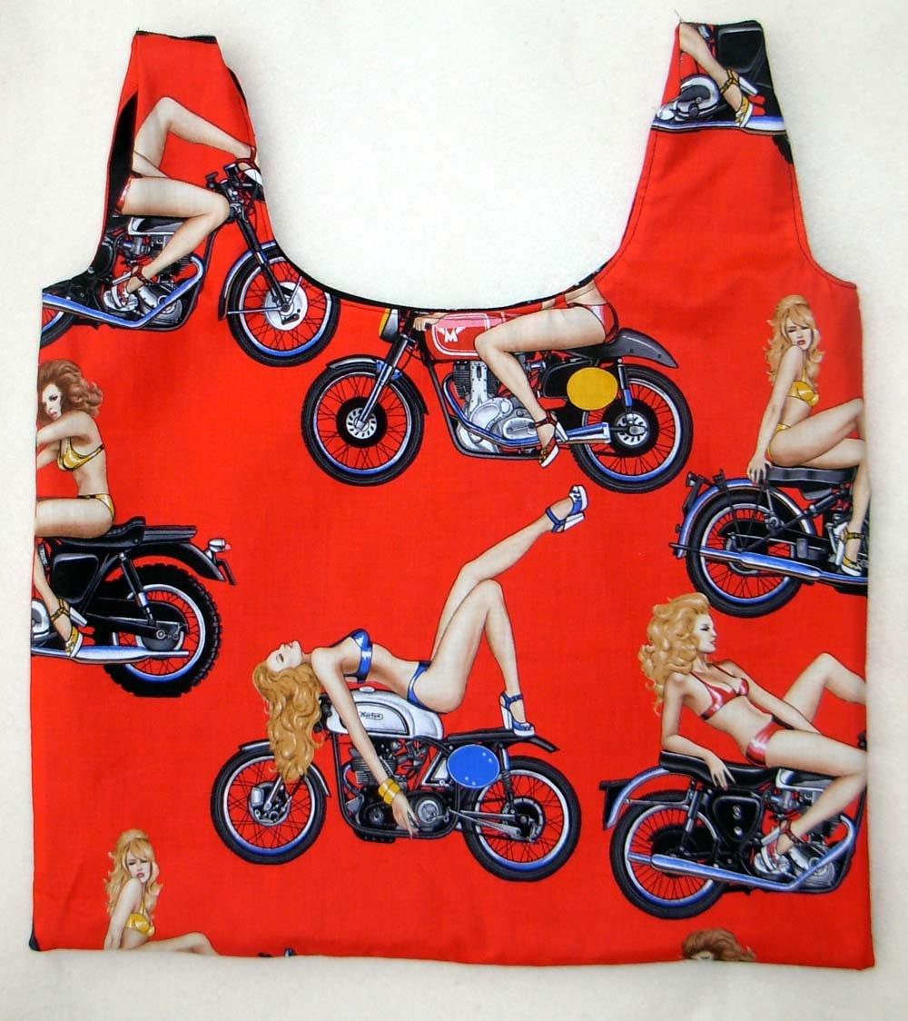 Eco Friendly Shopping Tote - Reversible - Heels on Wheels - Pinup