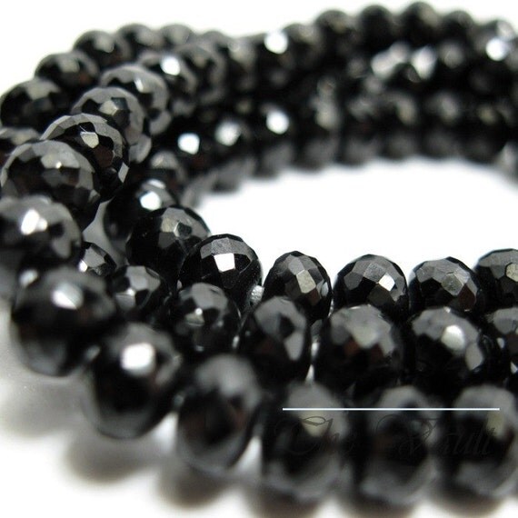 20 Black Spinel 5mm precision faceted rondelles