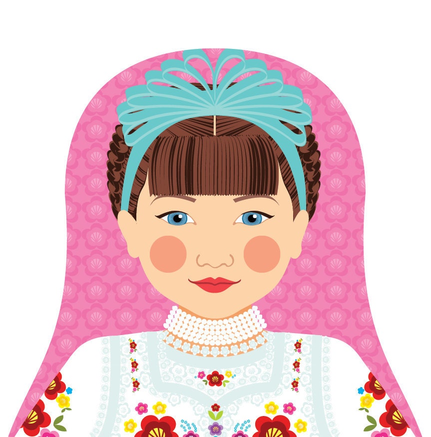 Hungarian Girl Matryoshka 5x7 Art Print