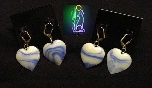 HeartOn Blue Swirl Heart Pendant Pierced Earrings