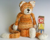 The CAT - HandSpun Yarn Kit, HandSpun and Hand Dyed Organic Merino Yarn, 2ply, bulky, in Tabby Orange and White